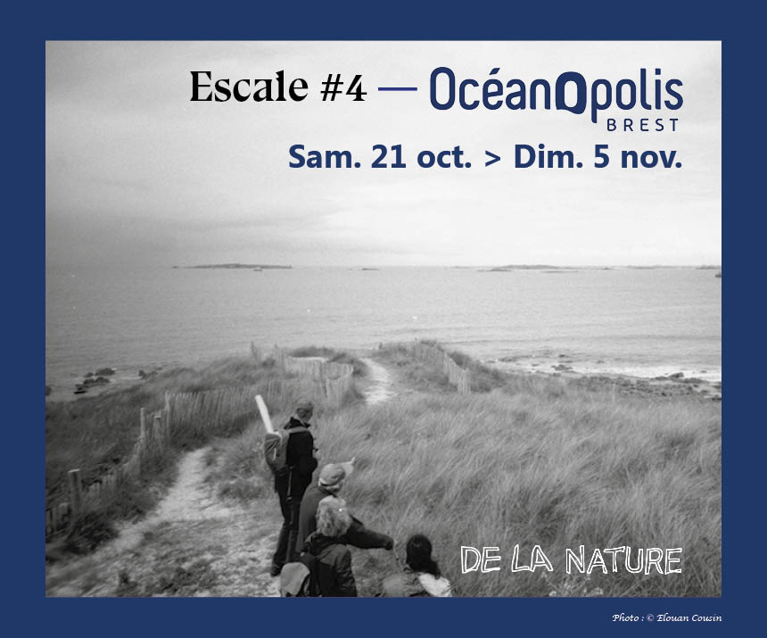 Visuel accueil. Exposition Escale 4 fond bleu