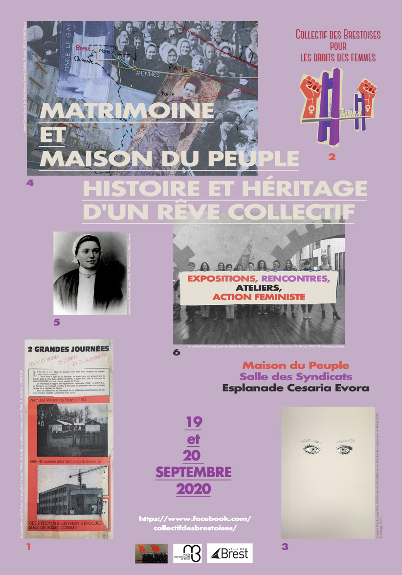 Affiche pour l'évènement Matrimoine et Maison du peuple, histoire et héritage d'un rêve collectif", réalisé par Marie-Claire Raoul, septembre 2020"