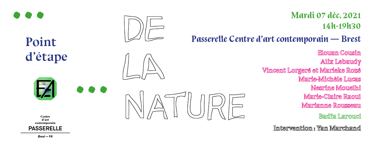 Visuel de l'évènement [Point d'étape...Dela nature], le 7 décembre 2021 au Centre d'art contemporain Passerelle à Brest