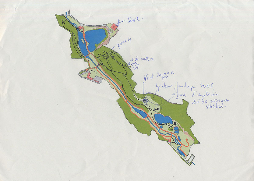 Plan du jardin du Conservatoire botanique de Brest avec annotations