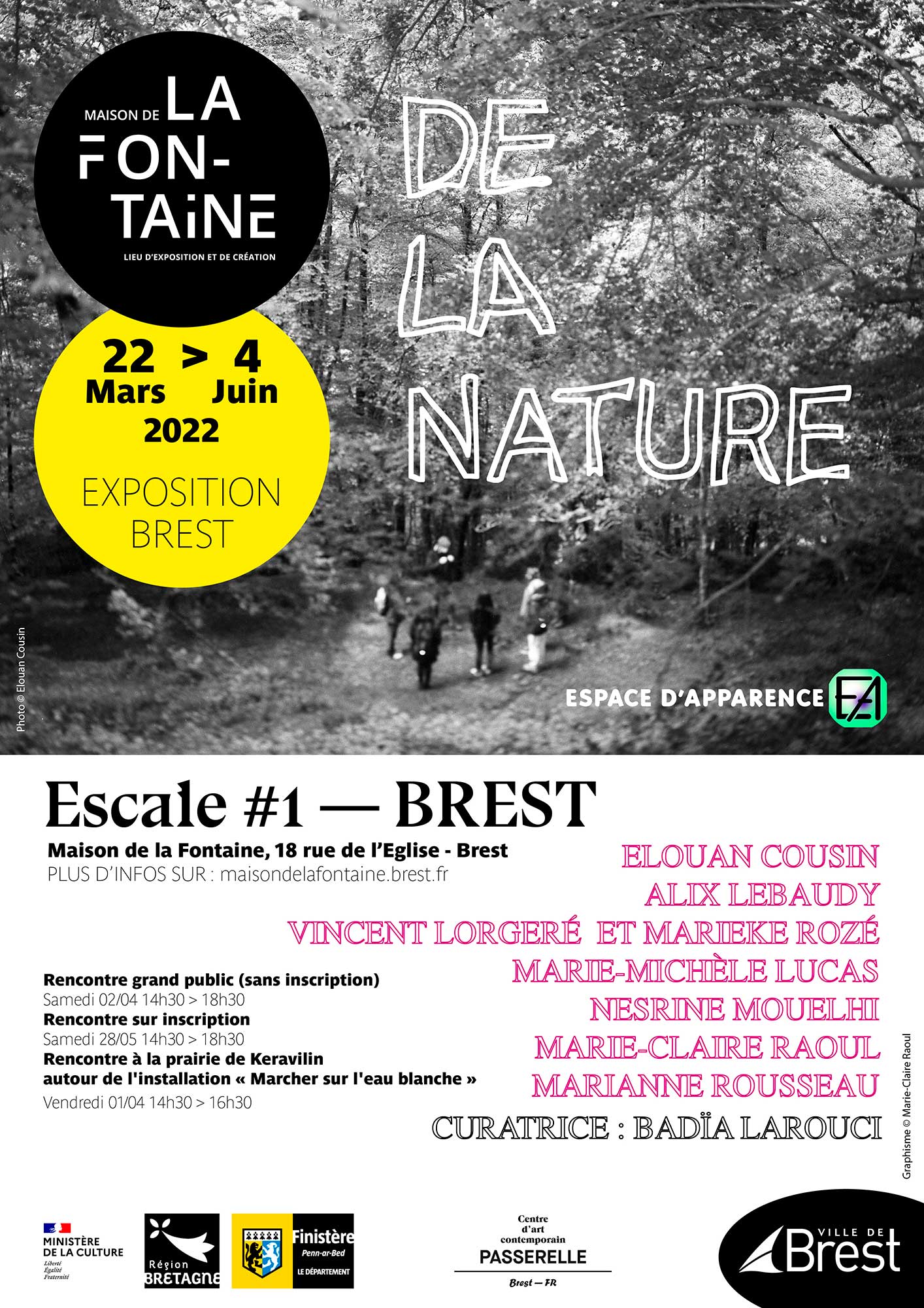 Affiche de l'exposition [De la nature. Escale #1 — Brest], du 22 mars au 6 juin 2022 à la Maison de la Fontaine à Brest