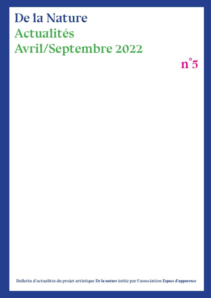 Couverture du bulletin n°5 De la nature Avril/septembre 2022
