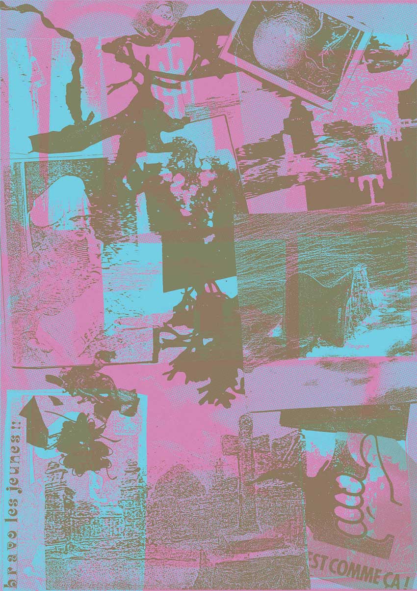 Poster Frictions côtières, format A3, sérigraphie sur papier offset. Variante 1. © Création Marion Bonjour. Impression en sérigraphie Atelier Téméraire.