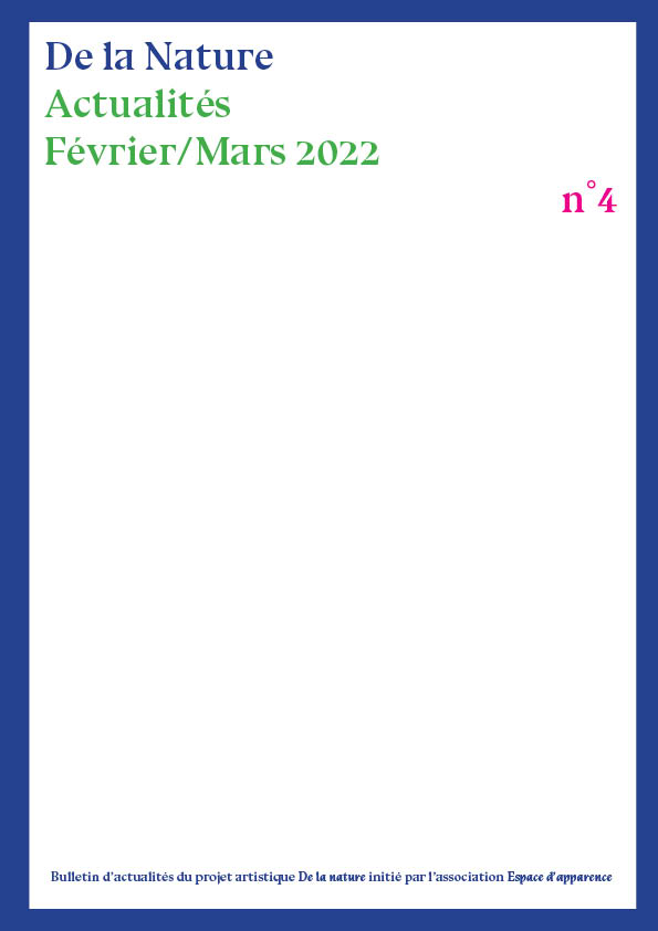 Couverture du bulletin d'actualités De la nature, numéro 4