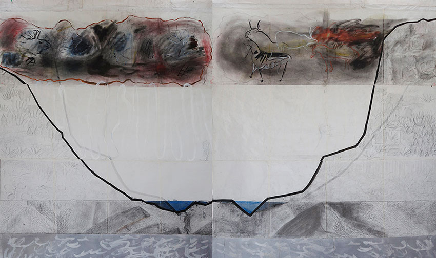 Assemblage Recto-Verso du dessin n°7-Extrait de l'ensemble Elle va monter jusqu'où la mer. Photo : Marie-Michèle Lucas