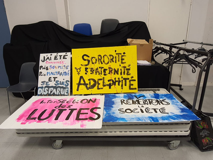 Atelier pancartes et slogans [Ensemble rêvons pour demain] samedi 19 septembre à la Maison des syndicats à Brest avec la plasticienne Marie-Claire Raoul